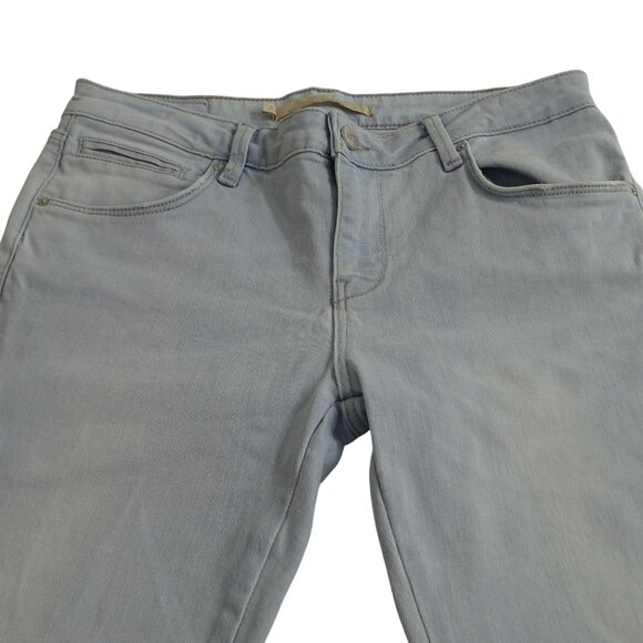 Zara Woman Premium Denim Slim Fit Light Wash Blue Jeans Size 8 Cuffed Raw Hem - Picture 2 of 14